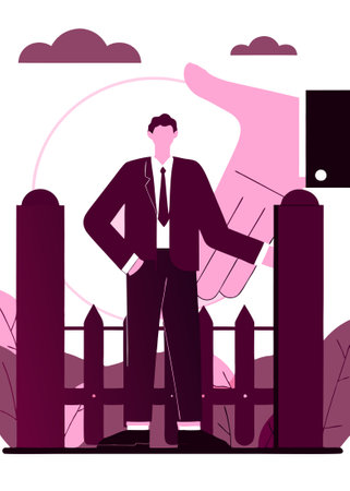 businessman standing in gate concept vector on white backgroundのイラスト素材