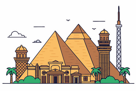 Illustration of vector El cairo concept on white backgroundのイラスト素材
