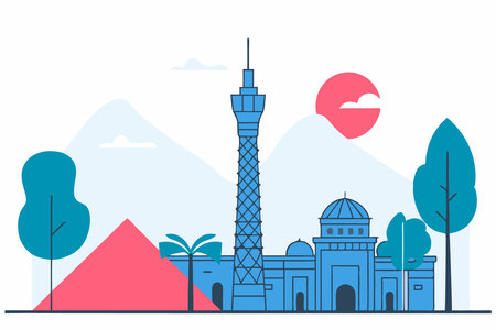 Illustration of vector El cairo concept on white backgroundのイラスト素材