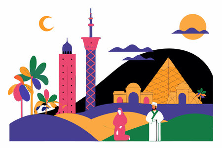 Illustration of vector El cairo concept on white backgroundのイラスト素材