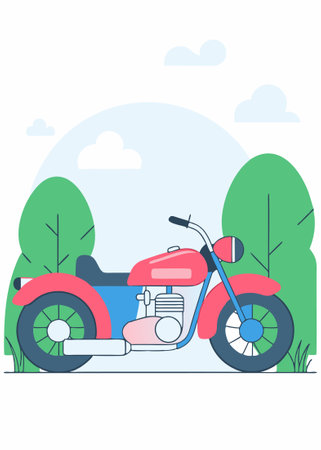Old motorbike illustration with pop art style illustration art on white backgroundのイラスト素材