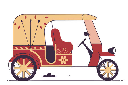 rickshaw illustration art on white backgroundのイラスト素材