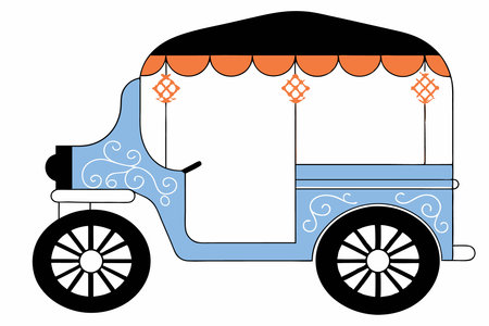 rickshaw illustration art on white backgroundのイラスト素材
