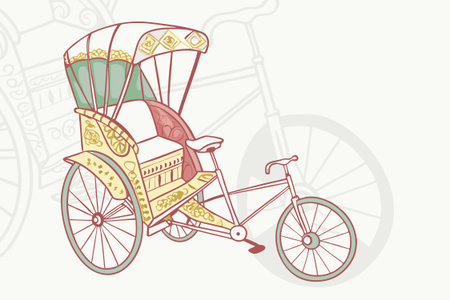 rickshaw illustration art on white backgroundのイラスト素材