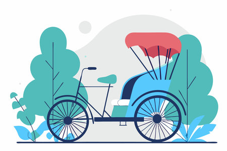 rickshaw illustration art on white backgroundのイラスト素材