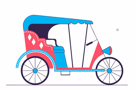 rickshaw illustration art on white backgroundのイラスト素材