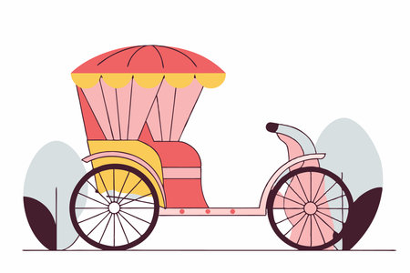 rickshaw illustration art on white backgroundのイラスト素材