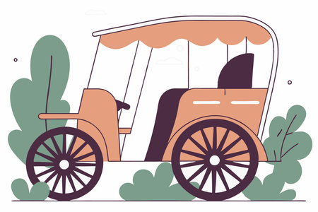 rickshaw illustration art on white backgroundのイラスト素材