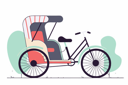 rickshaw illustration art on white backgroundのイラスト素材