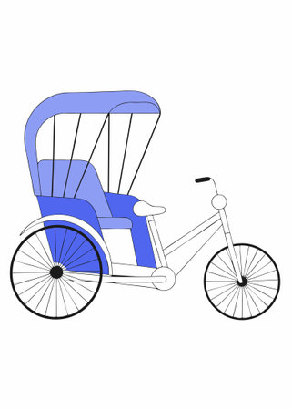 rickshaw illustration art on white backgroundのイラスト素材