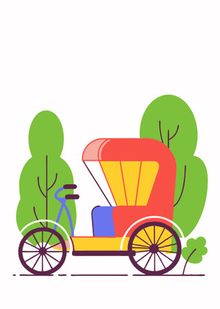 rickshaw illustration art on white backgroundのイラスト素材