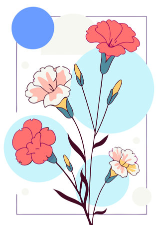 Watercolor painting of Dianthus caryophyllids illustration art on white backgroundのイラスト素材