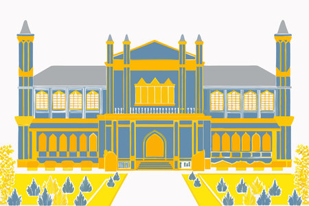 Beautiful mansion illustration art on white backgroundのイラスト素材