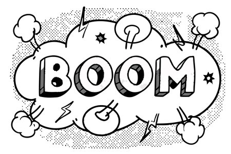 Cartoon comic text pop art explosion illustration art on white background