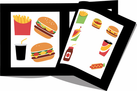 Delicious fast food menu illustration art on white backgroundのイラスト素材