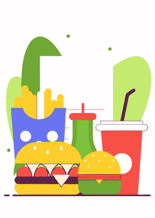 Delicious fast food menu illustration art on white backgroundのイラスト素材