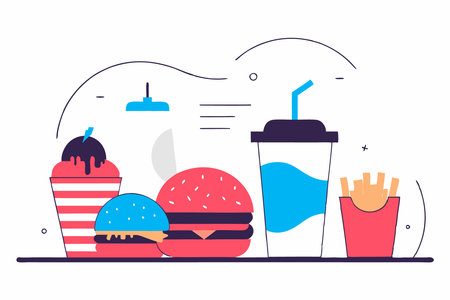 Delicious fast food menu illustration art on white backgroundのイラスト素材