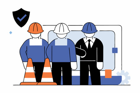 Engineer men group with helmet secure illustration art on white backgroundのイラスト素材