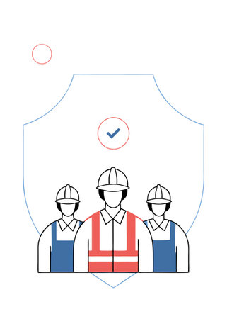 Engineer men group with helmet secure illustration art on white backgroundのイラスト素材