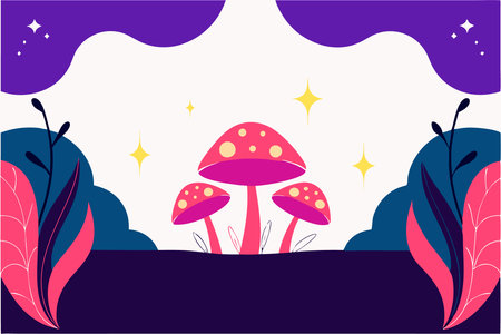 Fungus plant in scene fairytale illustration art on white backgroundのイラスト素材