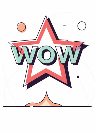 Pop art star with wow message illustration art on white backgroundのイラスト素材