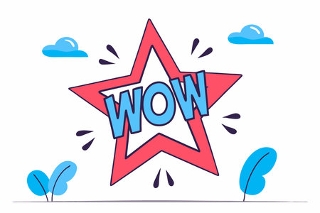 Pop art star with wow message illustration art on white backgroundのイラスト素材