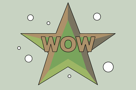 Pop art star with wow message illustration art on white backgroundのイラスト素材