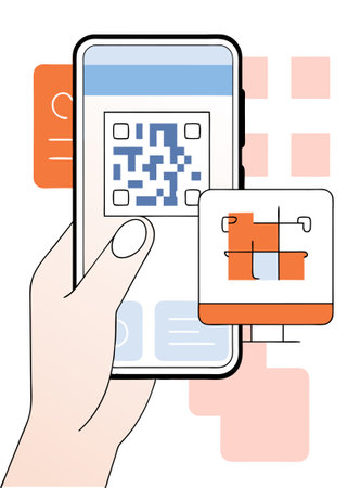 Scan QR code with smartphone illustration art on white background