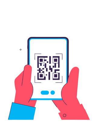 Scan QR code with smartphone illustration art on white background