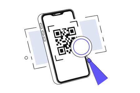 Scan QR code with smartphone illustration art on white background