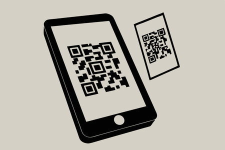 Scan QR code with smartphone illustration art on white background