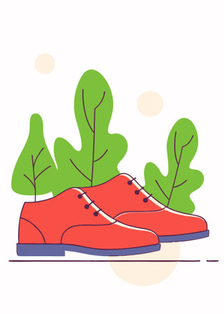 Stylish male spring or autumn red shoes illustration art on white backgroundのイラスト素材