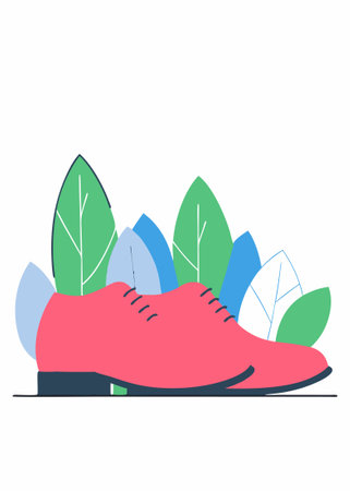 Stylish male spring or autumn red shoes illustration art on white backgroundのイラスト素材