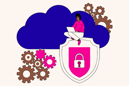 Cloud computing security abstract concept illustration art on white backgroundのイラスト素材