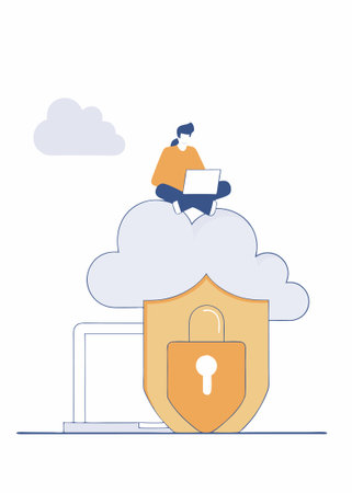 Cloud computing security abstract concept illustration art on white backgroundのイラスト素材