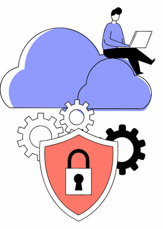 Cloud computing security abstract concept illustration art on white backgroundのイラスト素材