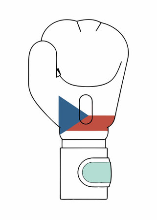 Flag of Czechia on boxing glove Confrontation between countries with competitive power illustration art on white backgroundのイラスト素材