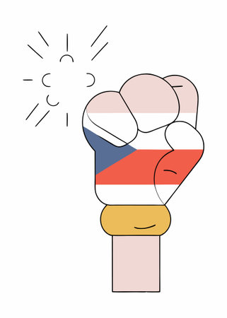 Flag of Czechia on boxing glove Confrontation between countries with competitive power illustration art on white backgroundのイラスト素材