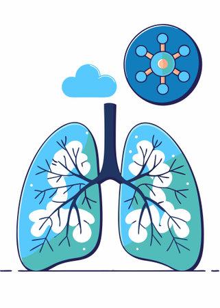 Human respiratory system lung structure pulmonary bronchioles and alveoli with capillary network...