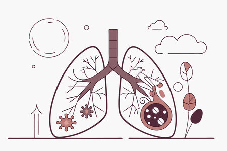 Human respiratory system lung structure pulmonary bronchioles and alveoli with capillary network illustration art on white backgroundのイラスト素材