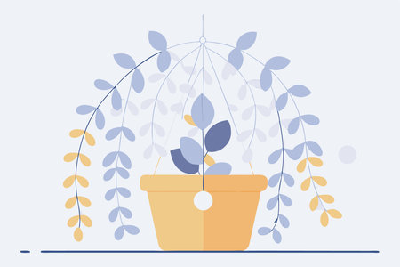 Pearl of Strings houseplant in hanging flower pot illustration art on white backgroundのイラスト素材