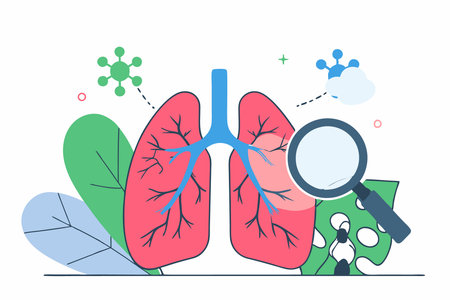 Human respiratory system lung structure pulmonary bronchioles and alveoli with capillary network illustration art on white backgroundのイラスト素材