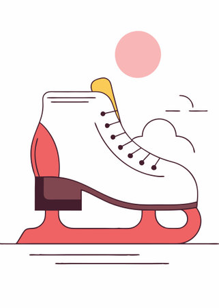 White figure Skate Ice skates shoe illustration art on white backgroundのイラスト素材