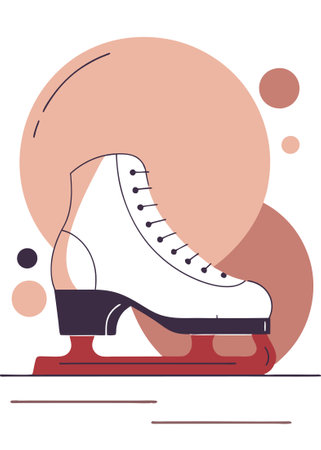 White figure Skate Ice skates shoe illustration art on white backgroundのイラスト素材