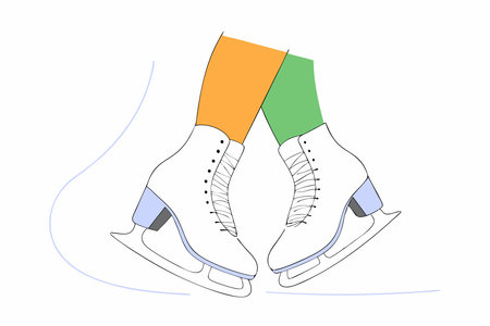 White figure Skate Ice skates shoe illustration art on white backgroundのイラスト素材