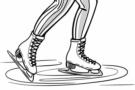 White figure Skate Ice skates shoe illustration art on white backgroundのイラスト素材