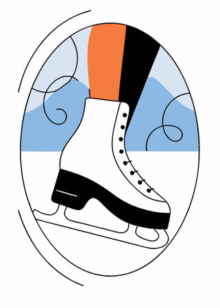 White figure Skate Ice skates shoe illustration art on white backgroundのイラスト素材
