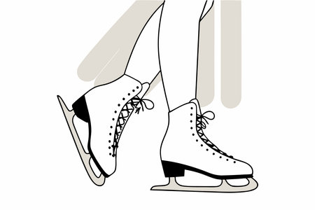 White figure Skate Ice skates shoe illustration art on white backgroundのイラスト素材