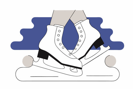 White figure Skate Ice skates shoe illustration art on white backgroundのイラスト素材