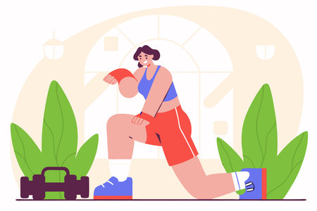 Workout clothes fashion. Trendy sportswear, sports uniform, fitness look. Female athlete, sportswoman exercising in fashionable gym apparel. illustration art on white backgroundのイラスト素材